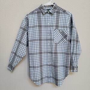 Cabin Creek Vintage  Shirt Women Medium Blue Gray Plaid Button Up Casual Fall